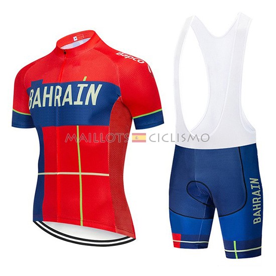 2019 Maillot Bahrain Merida Tirantes Mangas Cortas Rojo